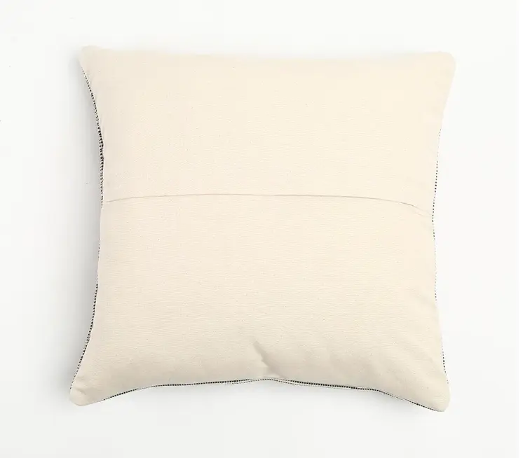 20" Beige and Gray Weave Cotton Throw Pillow Cover