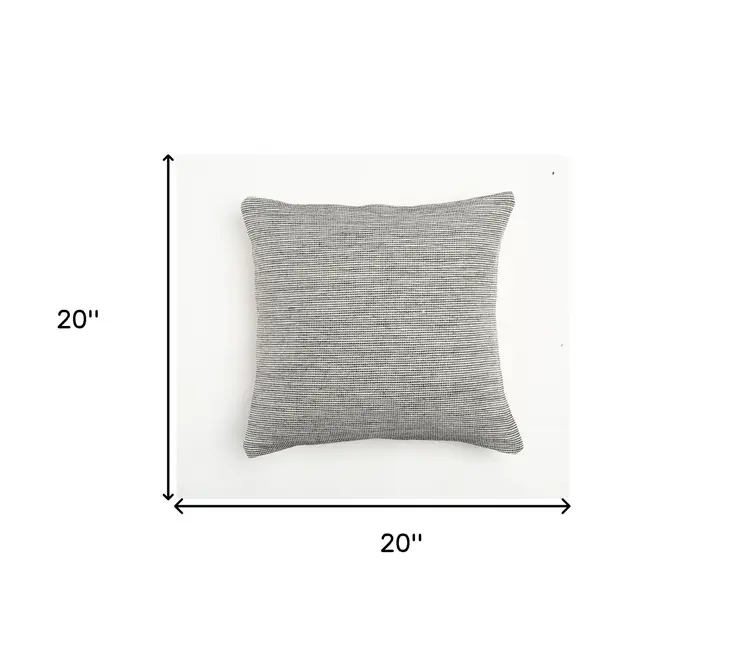 20" Beige and Gray Weave Cotton Throw Pillow Cover