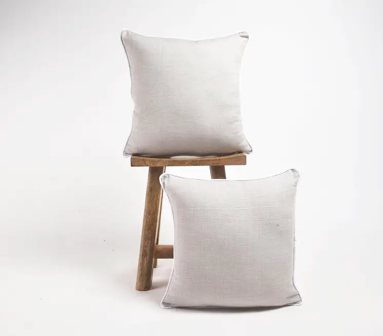 Set of Two 18" Gray Cotton Throw Pillow Covers