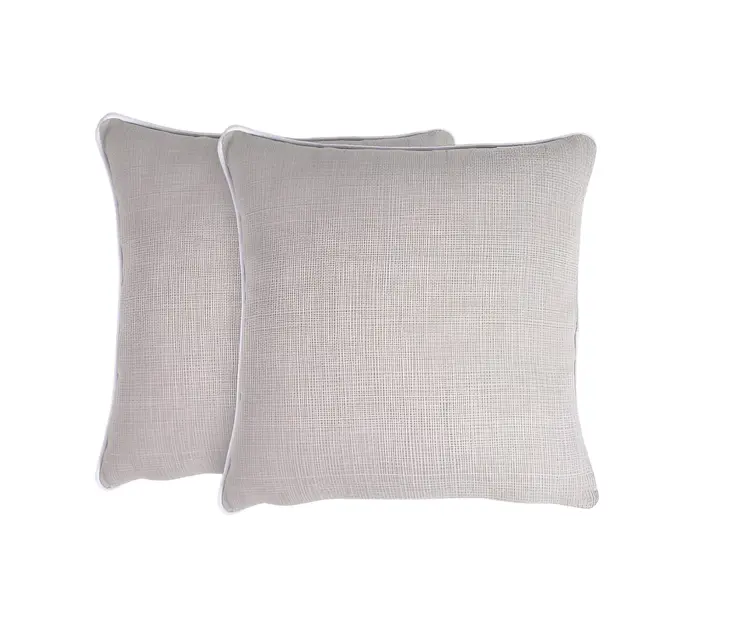Set of Two 18" Gray Cotton Throw Pillow Covers