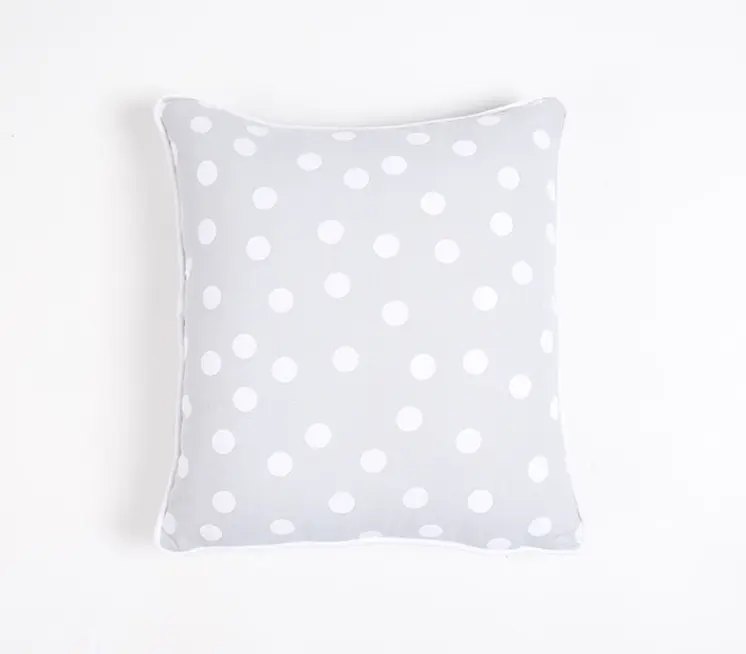 Set of Two 18" Gray and White Cotton Throw Pillow Covers