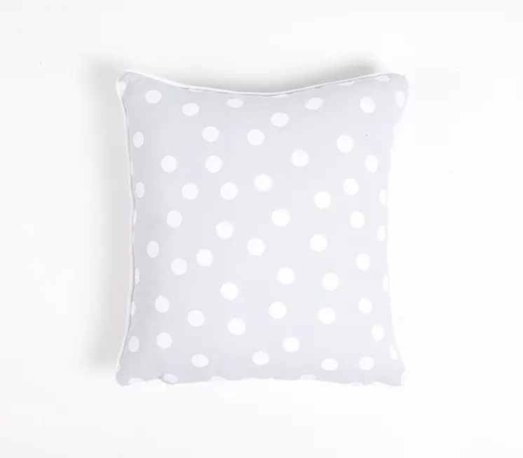 Set of Two 18" Gray and White Cotton Throw Pillow Covers