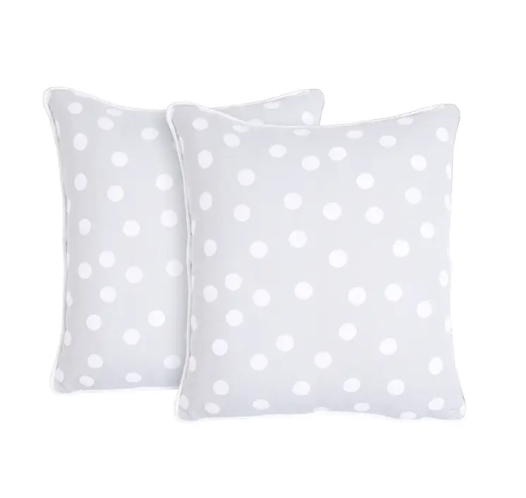 Set of Two 18" Gray and White Cotton Throw Pillow Covers