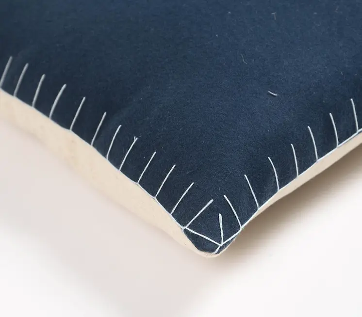 16" Blue Wool Throw Pillow Cover