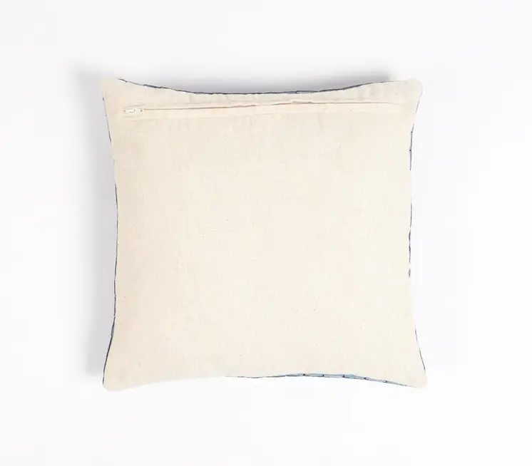 16" Blue Wool Throw Pillow Cover