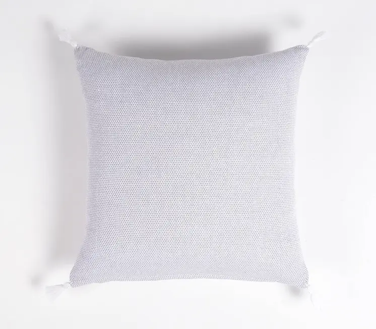 Set of Two 16" Gray Cotton Throw Pillow Covers with Tassels