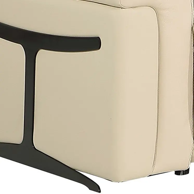 Beige Italian Leather Modular L Shaped Six Piece Corner Sectional With Console