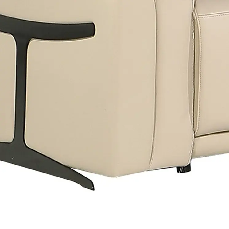 Beige Italian Leather Modular L Shaped Eight Piece Corner Sectional With Console