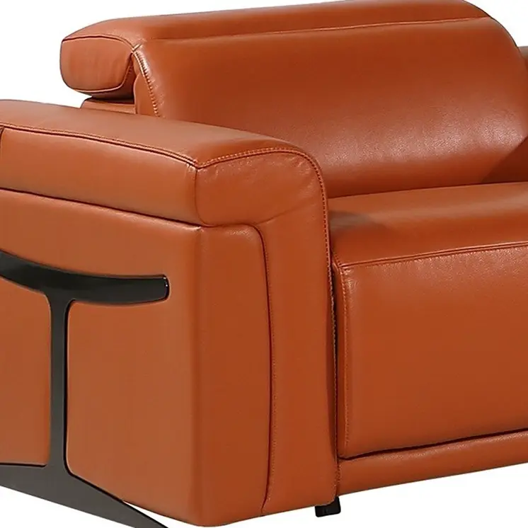 Camel Italian Leather Modular L Shaped Eight Piece Corner Sectional With Console