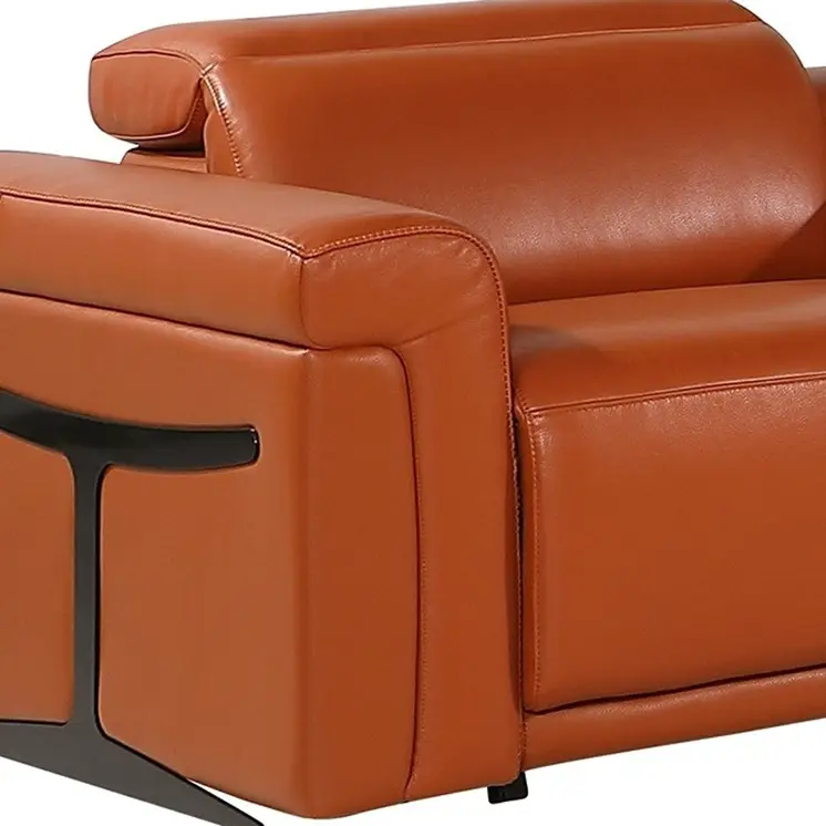 Camel Italian Leather Modular L Shaped Eight Piece Corner Sectional With Console