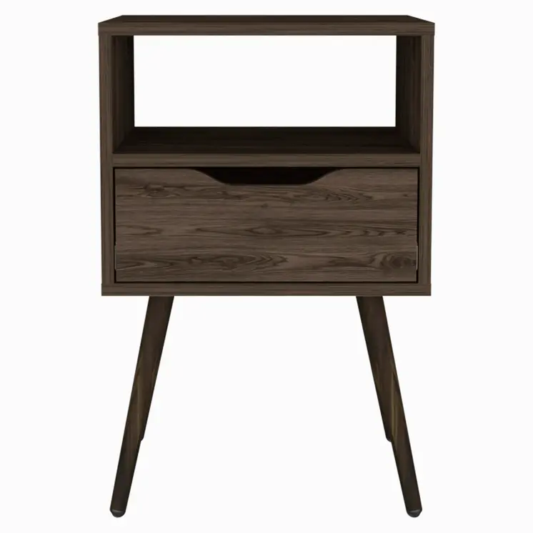 25" Brown Wood One Drawer Nightstand