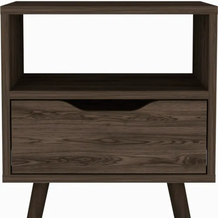 25" Brown Wood One Drawer Nightstand