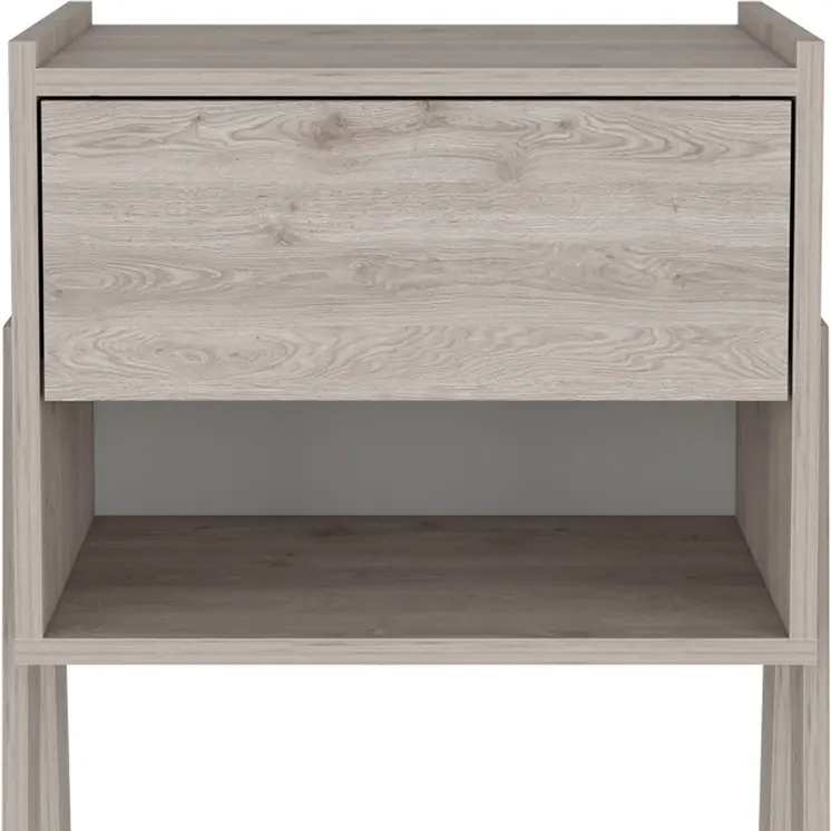 22" Light Gray Wood One Drawer Nightstand