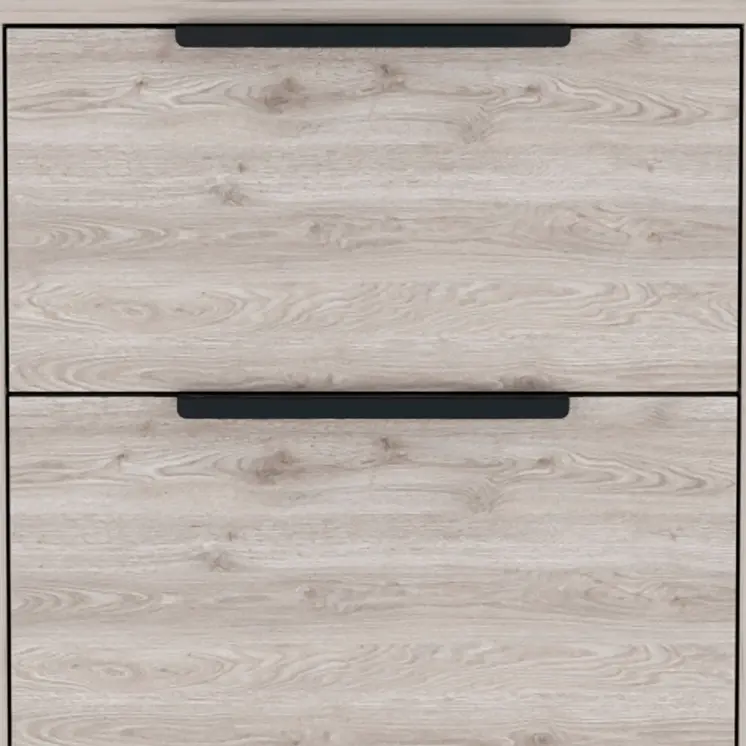 19" Light Gray Wood Two Drawer Nightstand