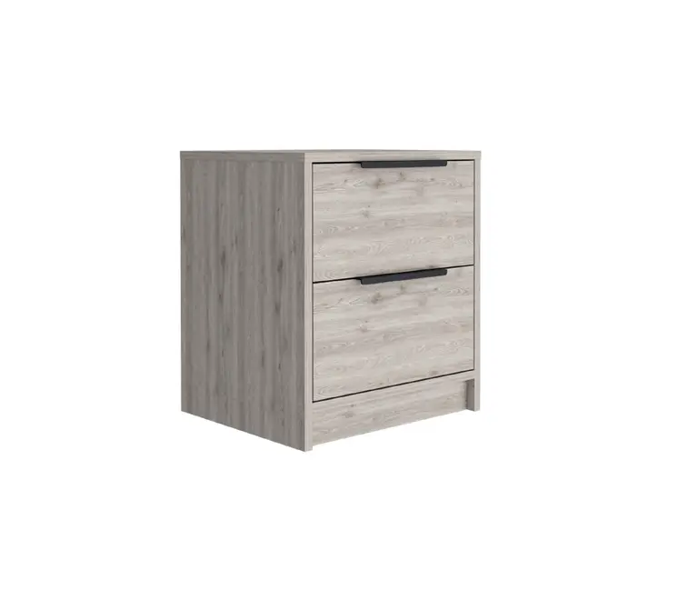 19" Light Gray Wood Two Drawer Nightstand