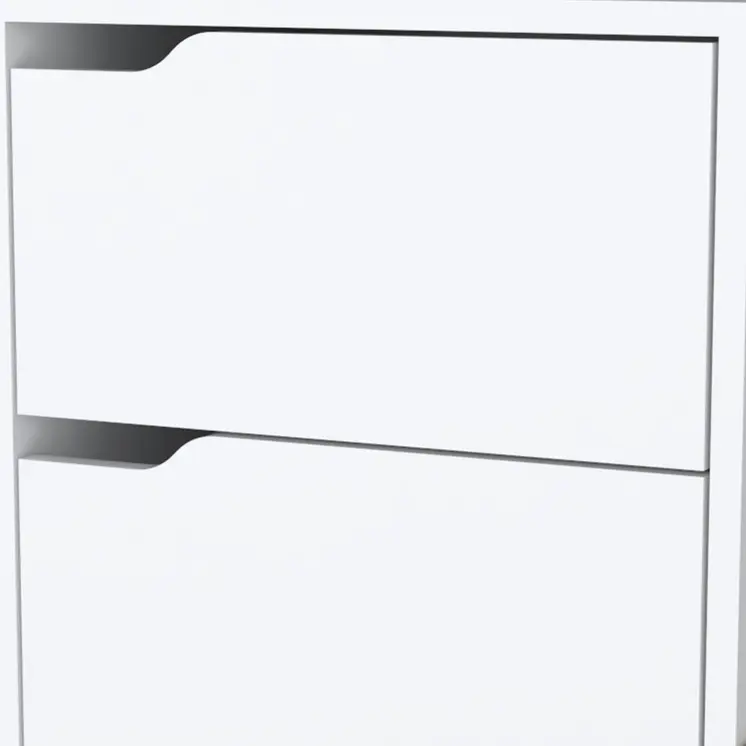 20" White And Natural Wood Two Drawer Nightstand