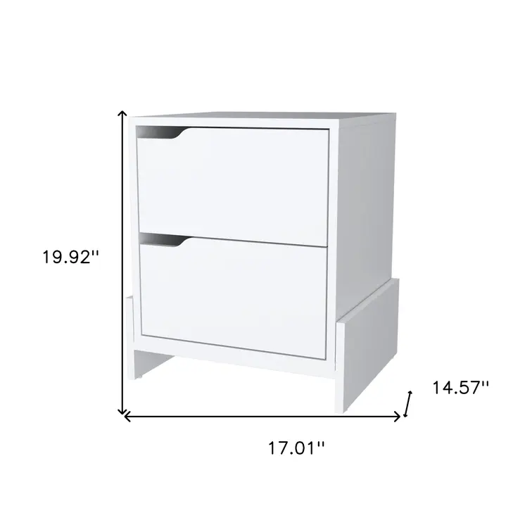 20" White Wood Two Drawer Nightstand
