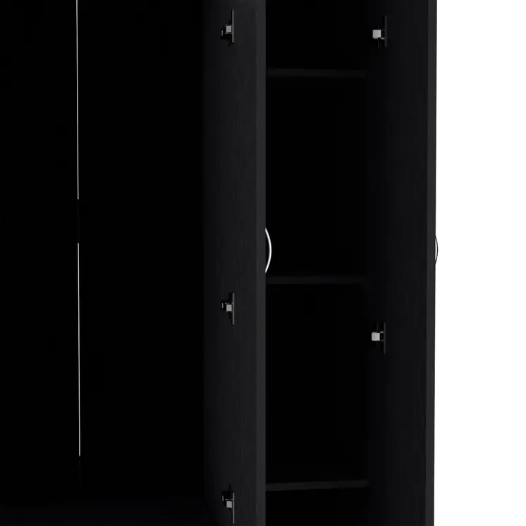 35" Black Two Drawer Combo Dresser