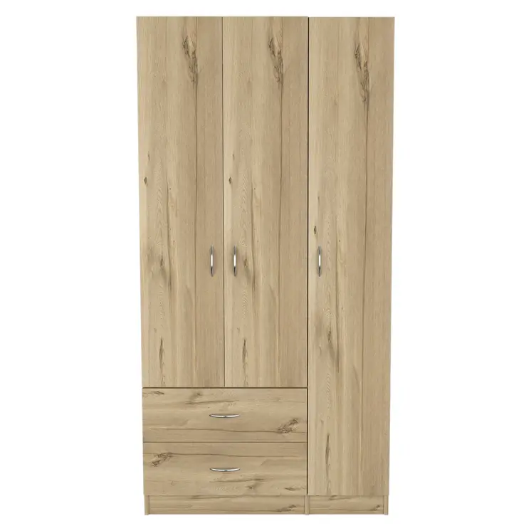 35" Oak Two Drawer Combo Dresser