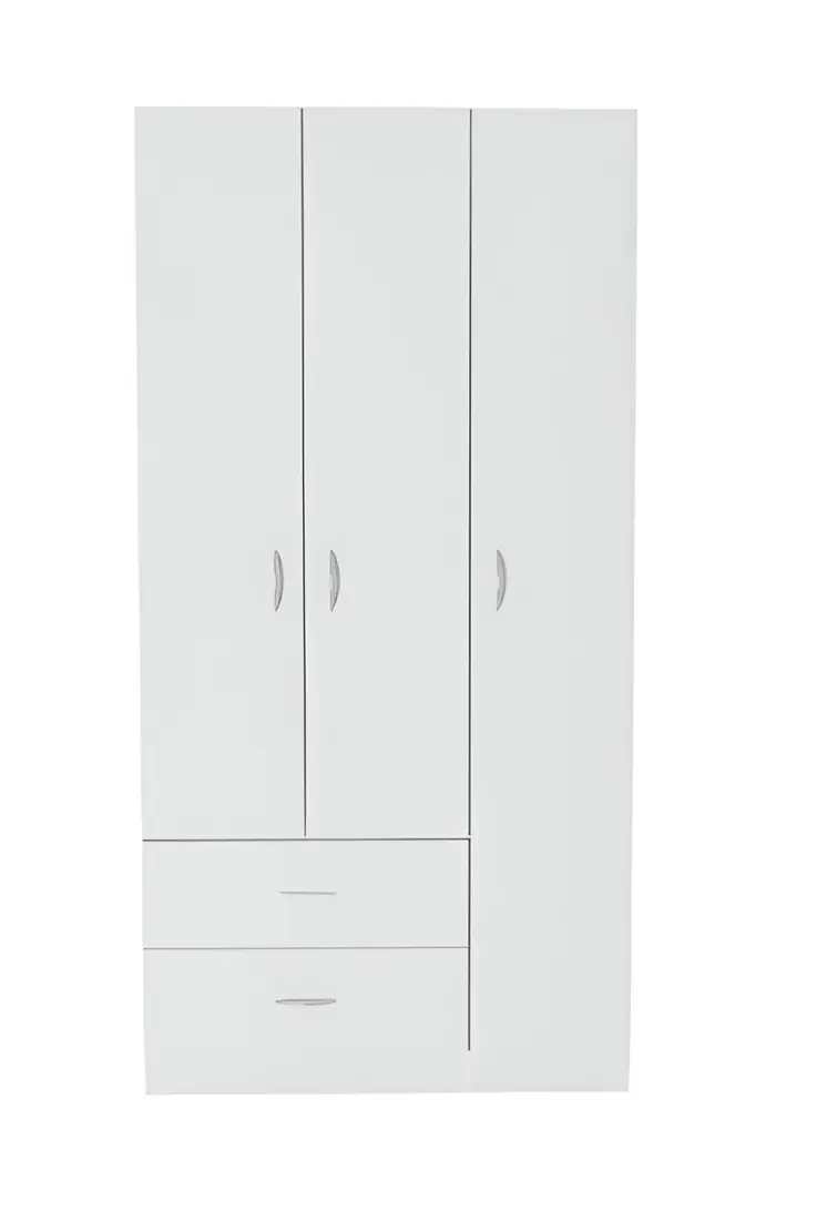 71" White Three Door Two Drawer Combo Dresser