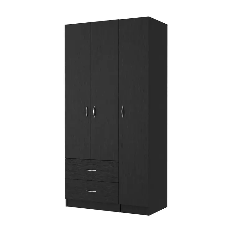 35" Black Two Drawer Combo Dresser