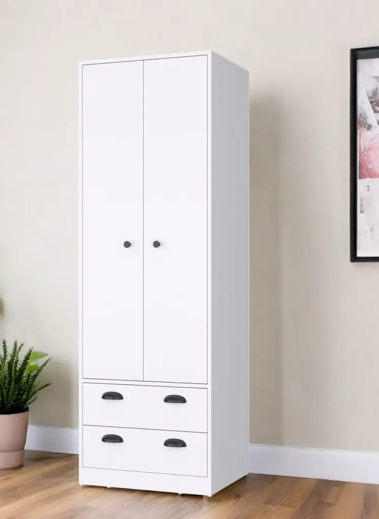 23" White Two Drawer Combo Dresser