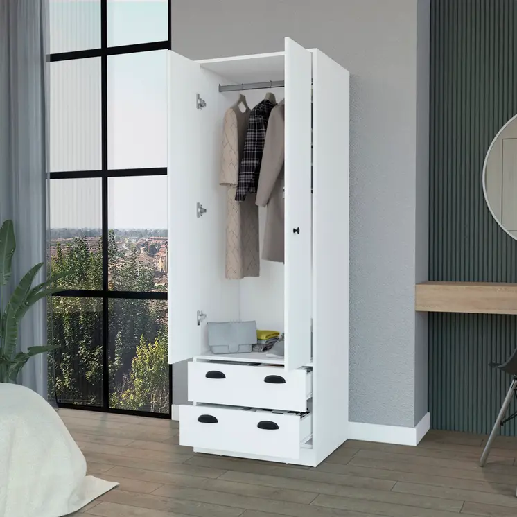 23" White Two Drawer Combo Dresser