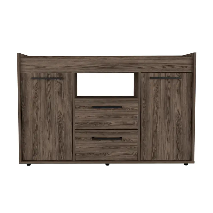 47" Walnut Wood Two Drawer Sideboard with Two Doors