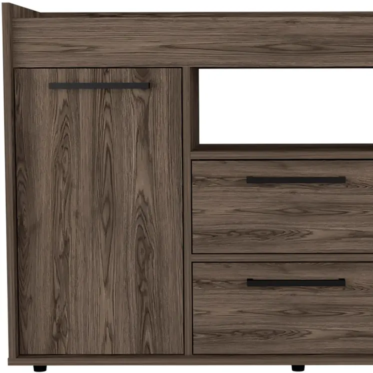 47" Walnut Wood Two Drawer Sideboard with Two Doors