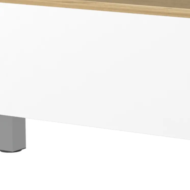 32" White And Oak Brown Wood and Metal Lift Top Coffee Table