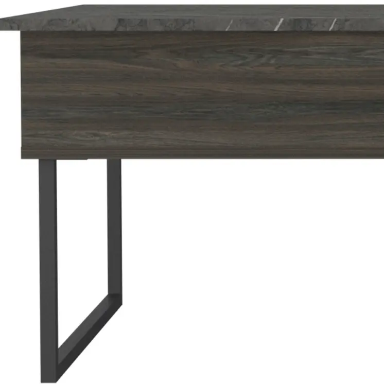 41" Espresso And Black Wood And Metal Lift Top Coffee Table With Shelf