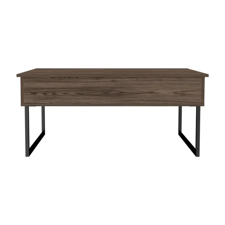 41" Brown And Black Wood And Metal Lift Top Coffee Table