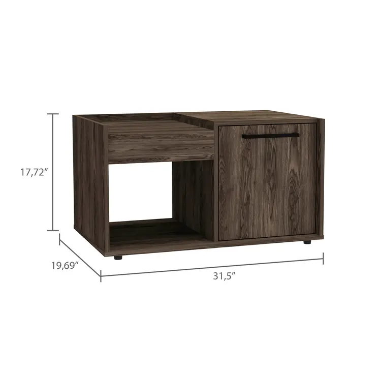 32" Brown Wood Coffee Table With Shelf
