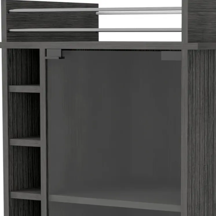 Gray Rolling Bar Cart With Wine Storage