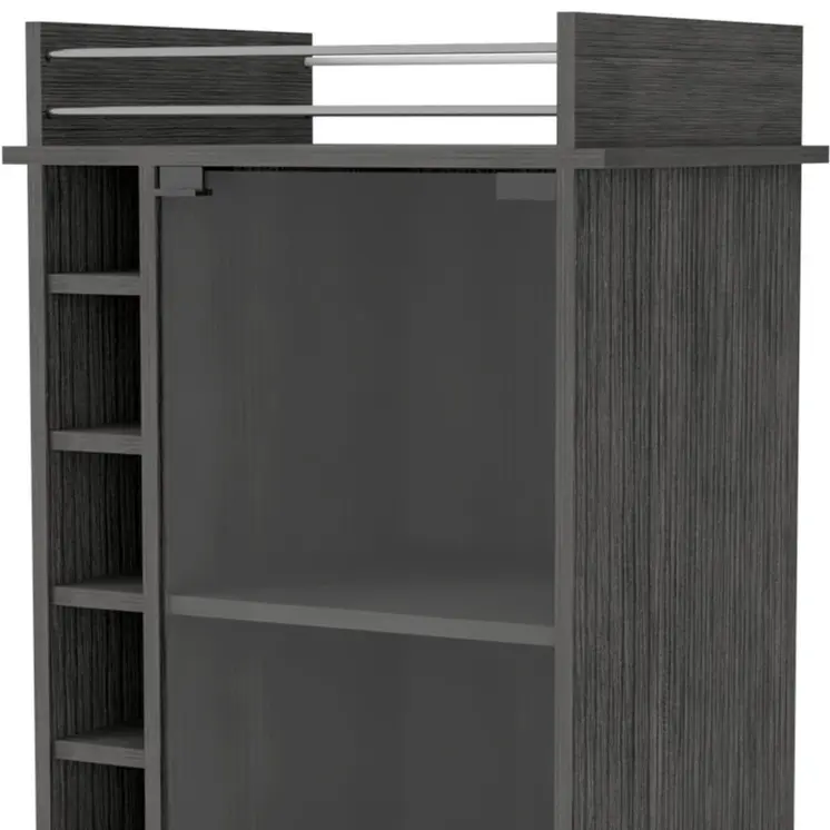 Gray Rolling Bar Cart With Wine Storage