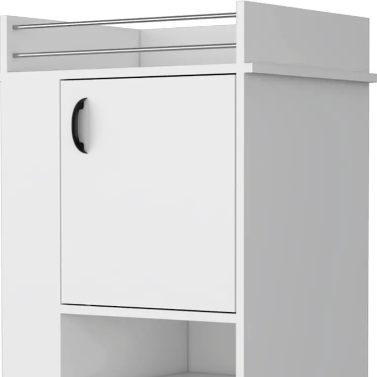 White Rolling Bar Cart With Wine Storage