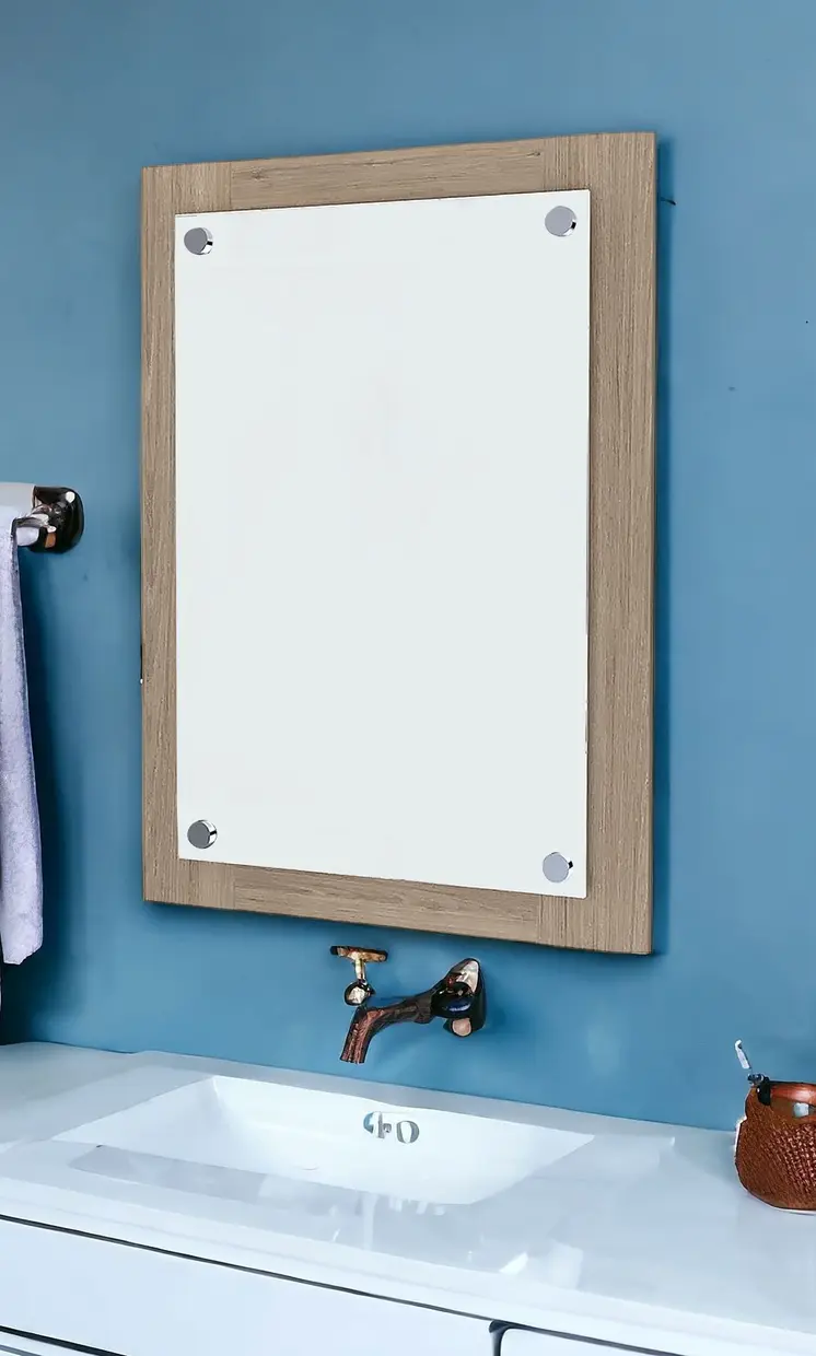 28" Brown Wood Framed Accent Mirror