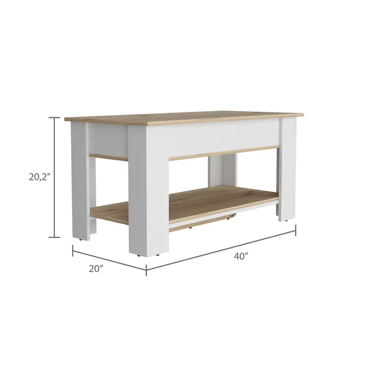 40" Oak and White Storage Bench with Flip Top