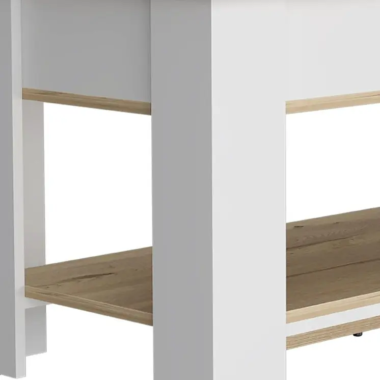 40" Oak and White Storage Bench with Flip Top