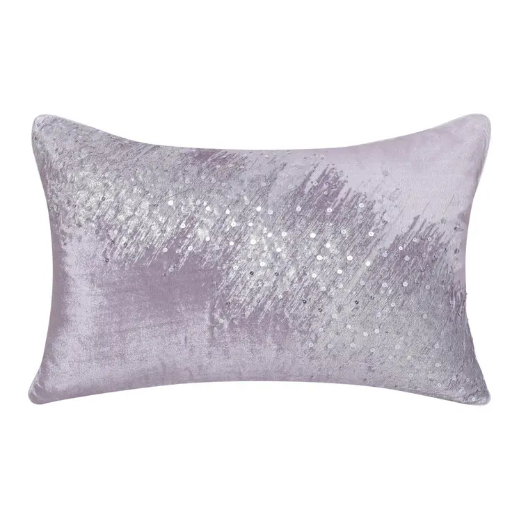 16" X 24" Gray Abstract Polyester Zippered Pillow With Beads