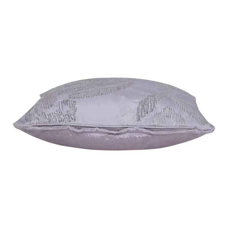 20" X 20" Silver Striped Polyester Zippered Pillow With Beads