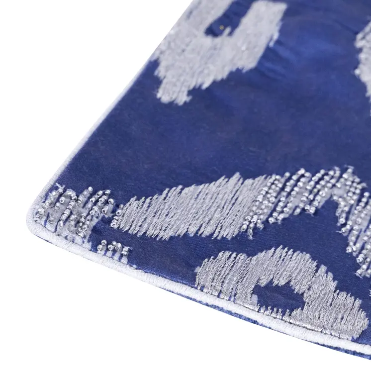 20" X 20" Blue Geometric Polyester Zippered Pillow With Beads