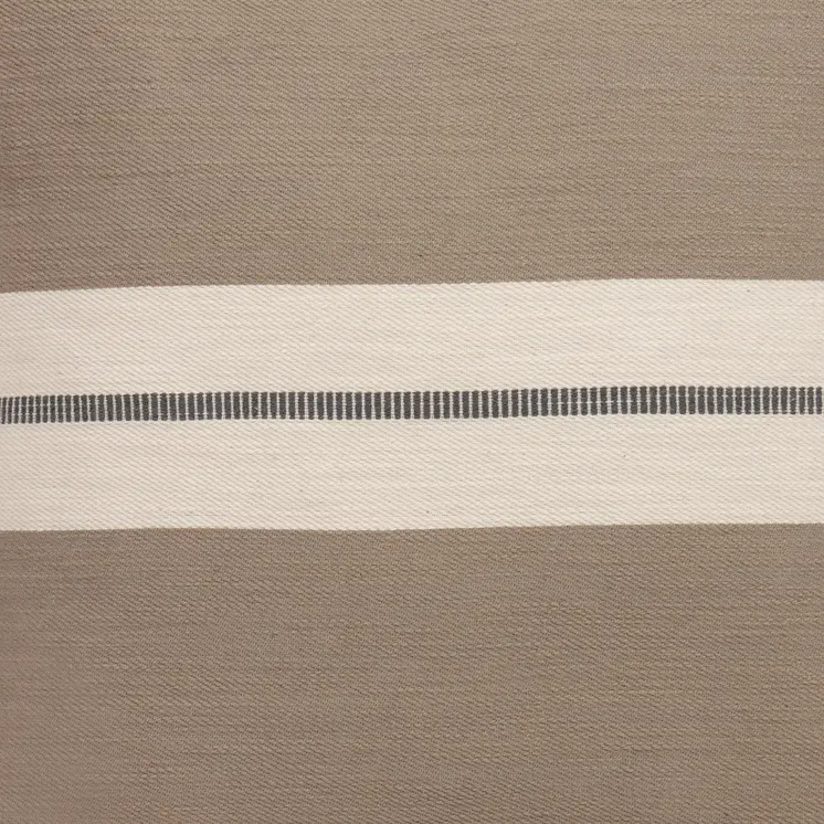 24" Taupe And Dark Gray Cotton Striped Throw Pillow