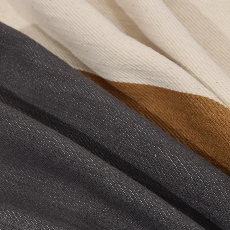 24" Dark Gray Brown And Off White Cotton Striped Throw Pillow
