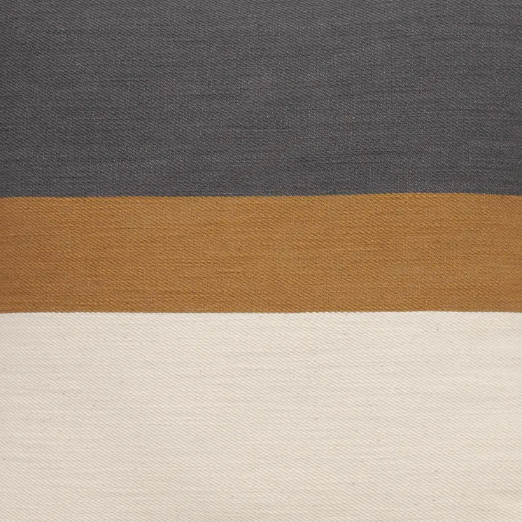 24" Dark Gray Brown And Off White Cotton Striped Throw Pillow
