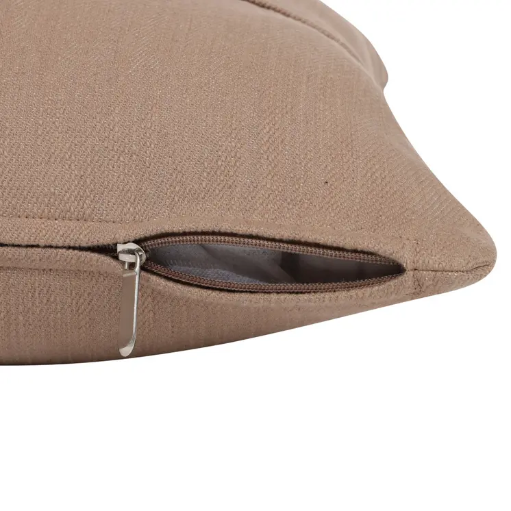 20" Brown Cotton Throw Pillow With Buttons