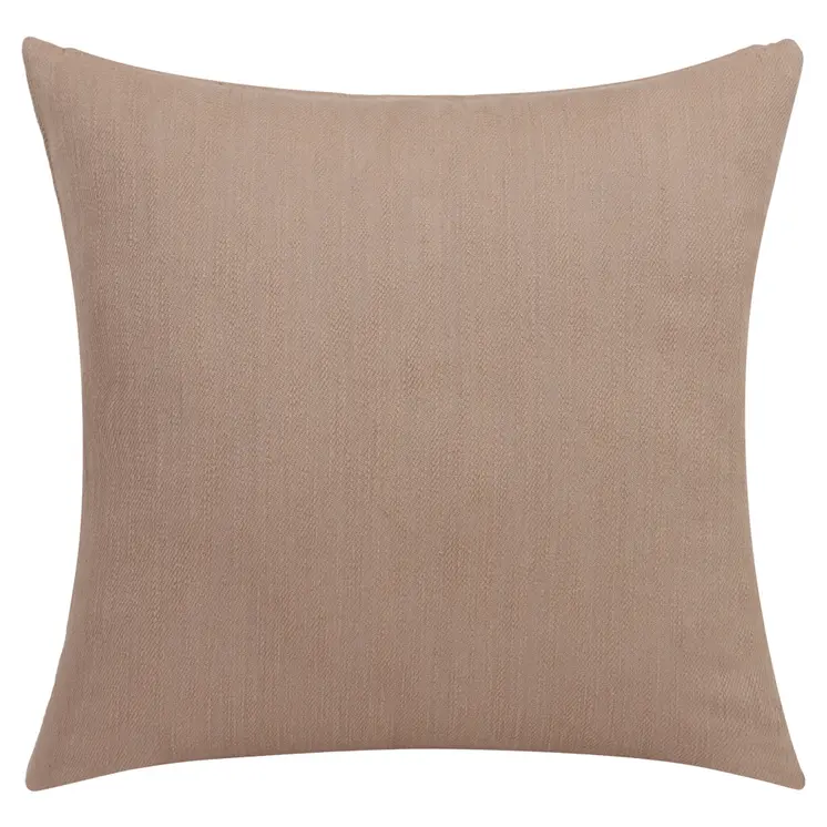20" Brown Cotton Throw Pillow With Buttons