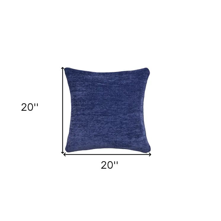 20" X 20" Blue Chenille Zippered Pillow