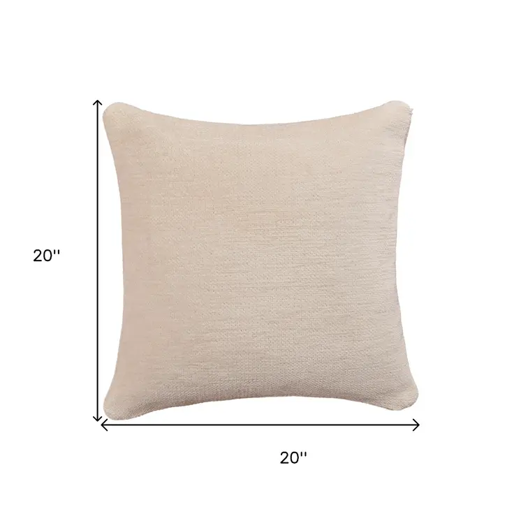 20" Ivory Chenille Throw Pillow