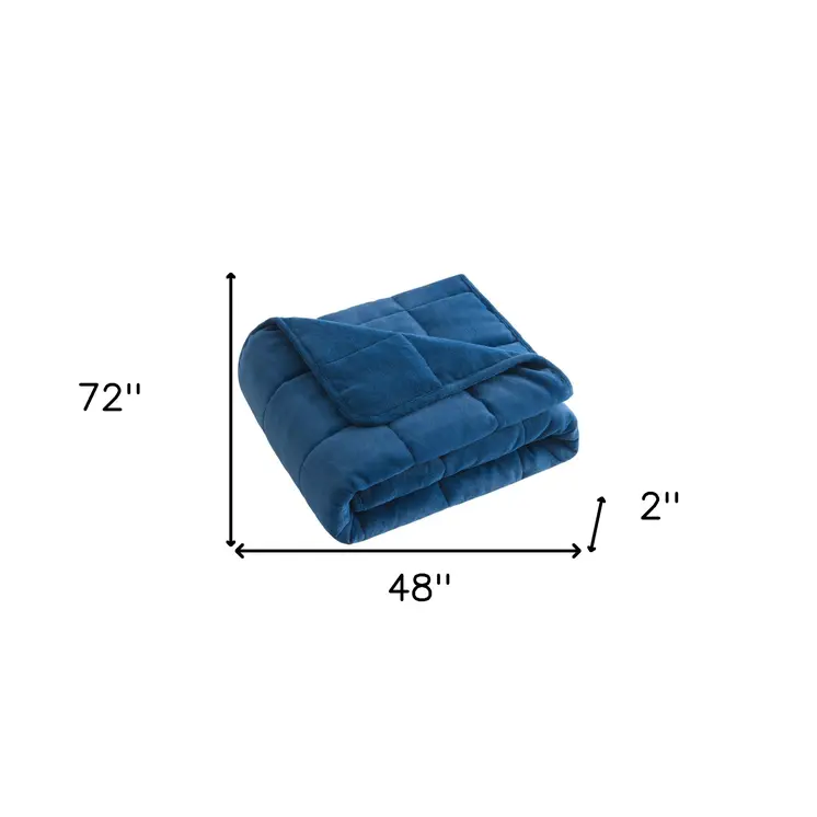 48" X 72" Navy Blue Velvet Quilted Plush 12 Pound Weighted Throw Blanket
